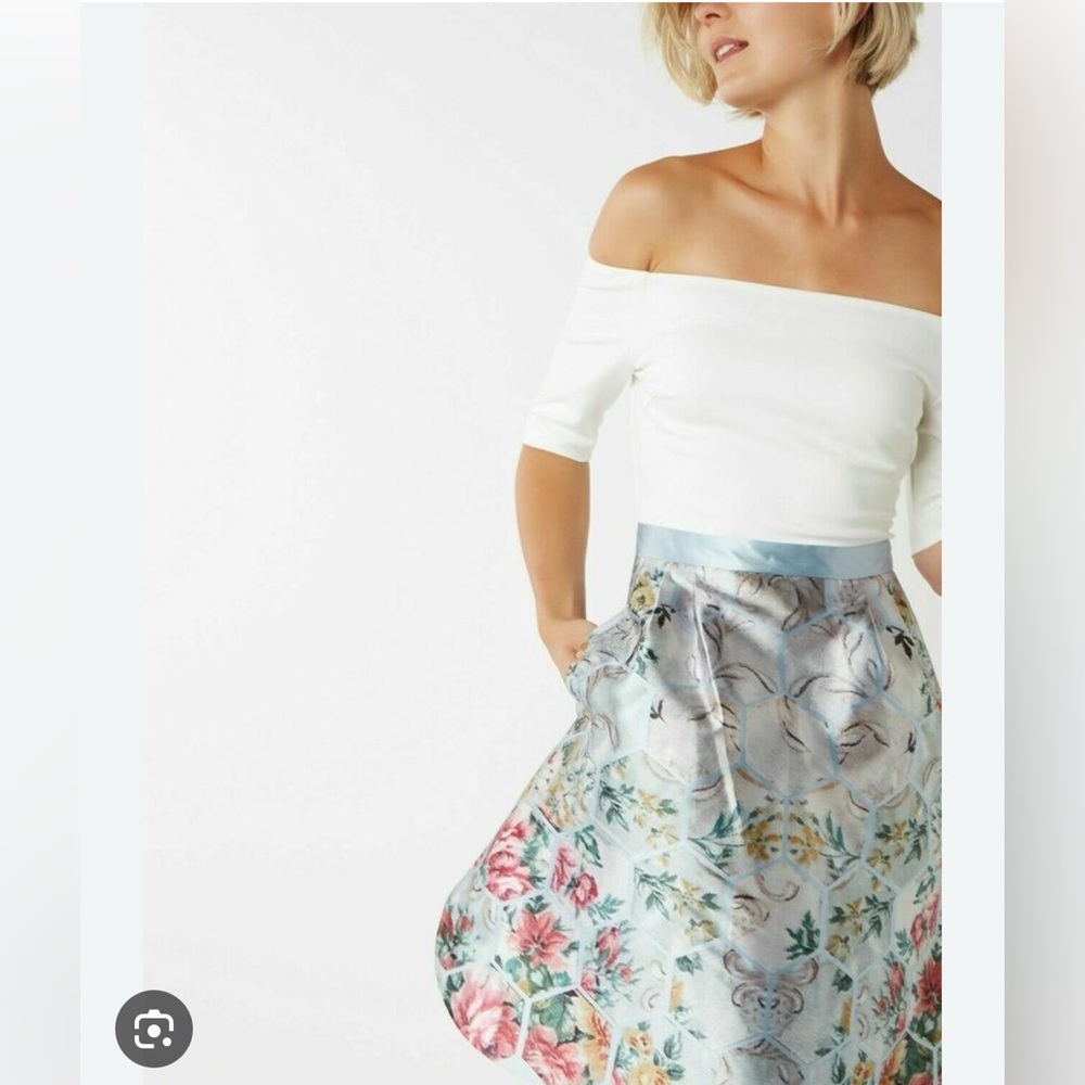 Ted Baker London Pink and Red Pleated Midi Dress